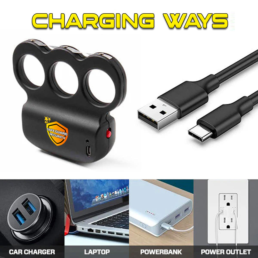 YAGOO™ 28,000,000V Knuckle Stun Ring with Bright Safety Light