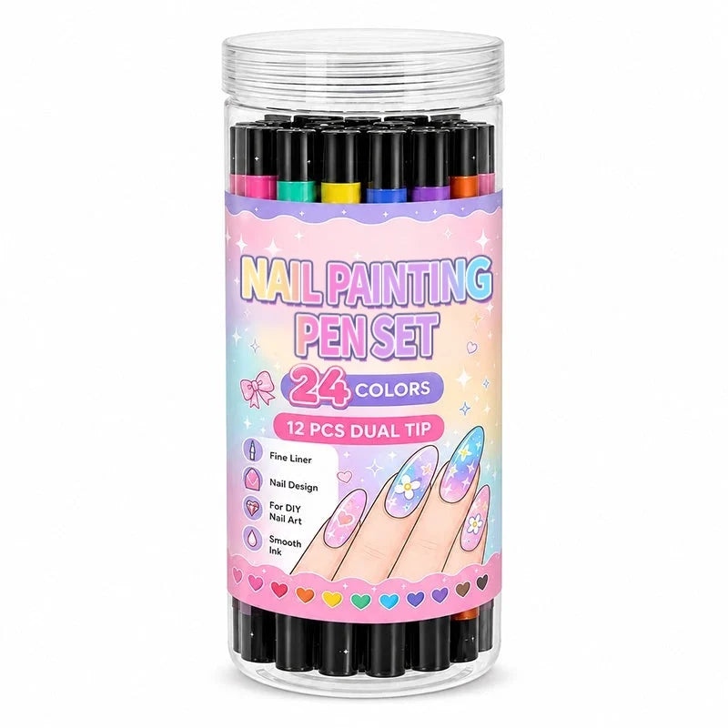 🎉Halloween Sale Over 35k+ Sold!💅🎨24‑Colors Dual‑Ended Nail Painting Pens‑DIY Manicure Drawing Set🎁