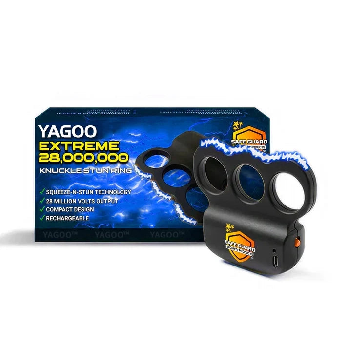 YAGOO™ 28,000,000V Knuckle Stun Ring with Bright Safety Light