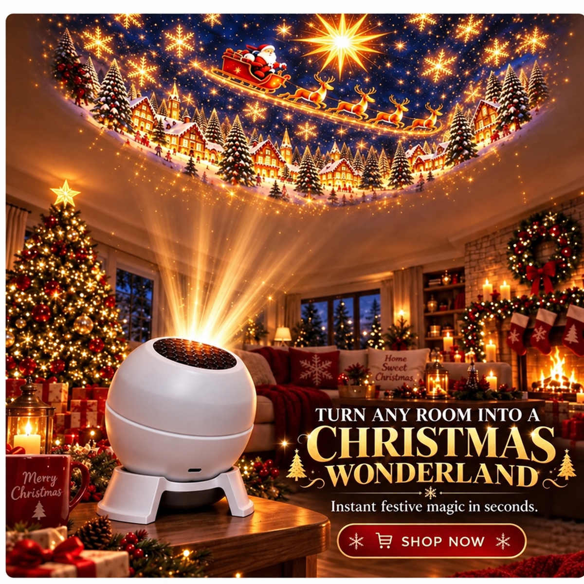 🛷Turn Any Room Into a Christmas Wonderland – Holiday Projection Night Light