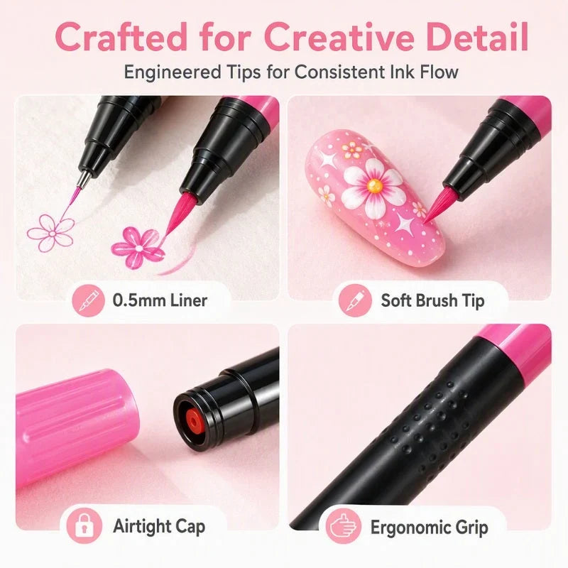 🎉Halloween Sale Over 35k+ Sold!💅🎨24‑Colors Dual‑Ended Nail Painting Pens‑DIY Manicure Drawing Set🎁