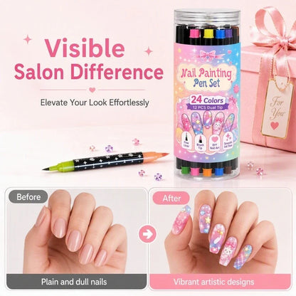 🎉Halloween Sale Over 35k+ Sold!💅🎨24‑Colors Dual‑Ended Nail Painting Pens‑DIY Manicure Drawing Set🎁