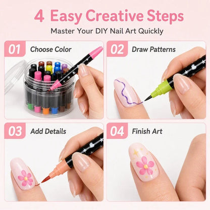 🎉Halloween Sale Over 35k+ Sold!💅🎨24‑Colors Dual‑Ended Nail Painting Pens‑DIY Manicure Drawing Set🎁