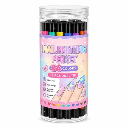 🎉Halloween Sale Over 35k+ Sold!💅🎨24‑Colors Dual‑Ended Nail Painting Pens‑DIY Manicure Drawing Set🎁